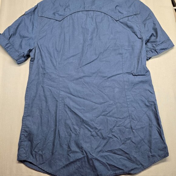 GUESS Men’s Blue Short Sleeve Button Up Shirt Size M - Picture 10 of 13
